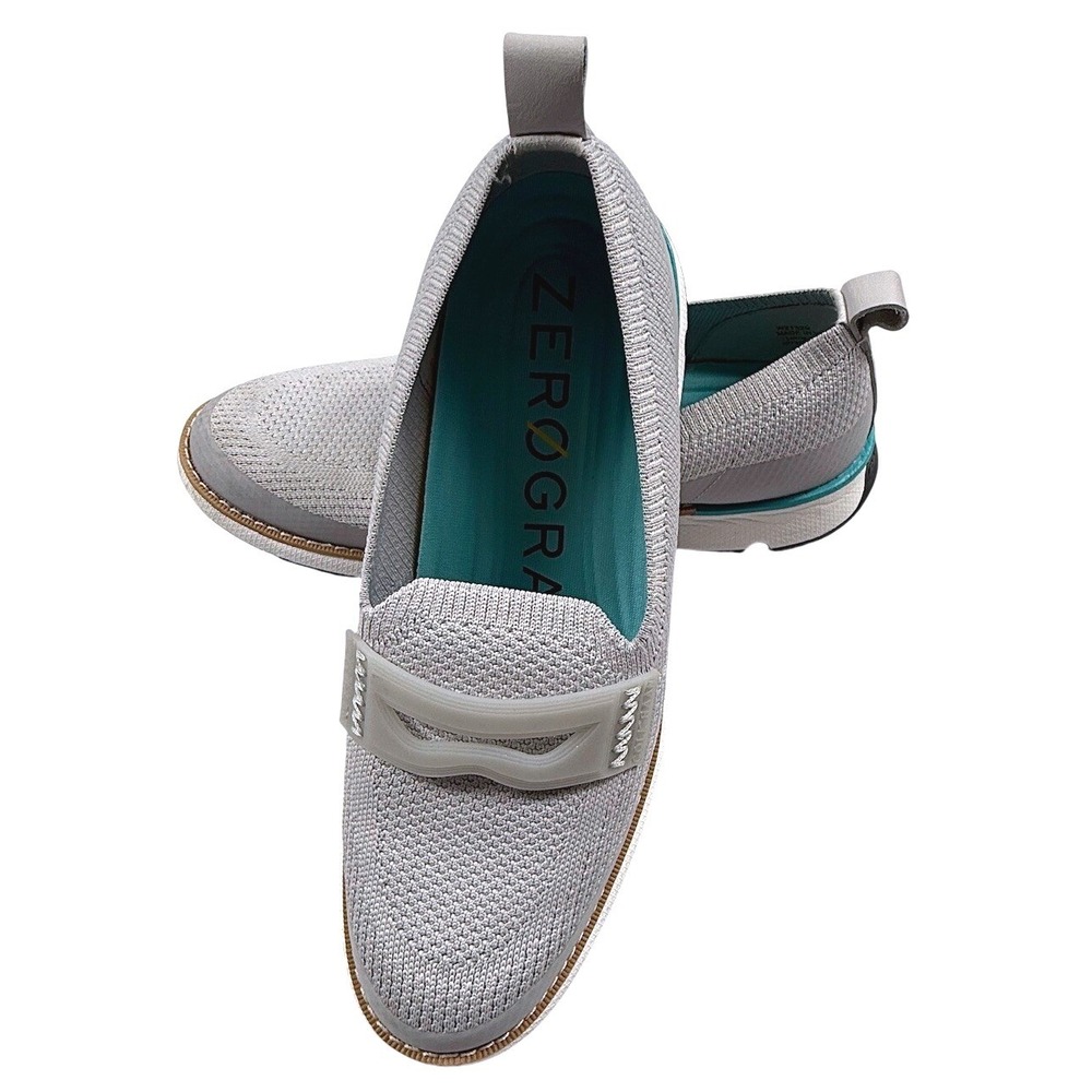 Cole Haan Zerogrand Stitchlite Penny Loafers Grey Knit Womens 8B‎